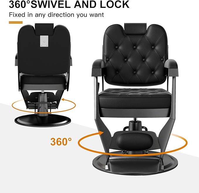 Artist hand Barber Chair, Retro Reclining Salon Chair, Barber Chairs for Barbershop, All-Purpose Vintage Chairs with Heavy-Duty Frame, Headrest