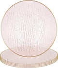 PARTY BARGAINS 13-Inch Charger Plates - 4 Pack, Hammered Pink Gold Rim, Heavy-Duty Disposable Chargers for Elegant Dining - Ideal for Weddings and Formal Events