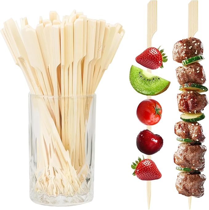 100PCS Cocktail Picks, Fancy Picks for Appetizers, Decorative Skewers for Appetizers Drinks Party Fruit, 10 Inch Long Wooden Bamboo Paddle Food Sticks Charcuterie Boards Accessories
