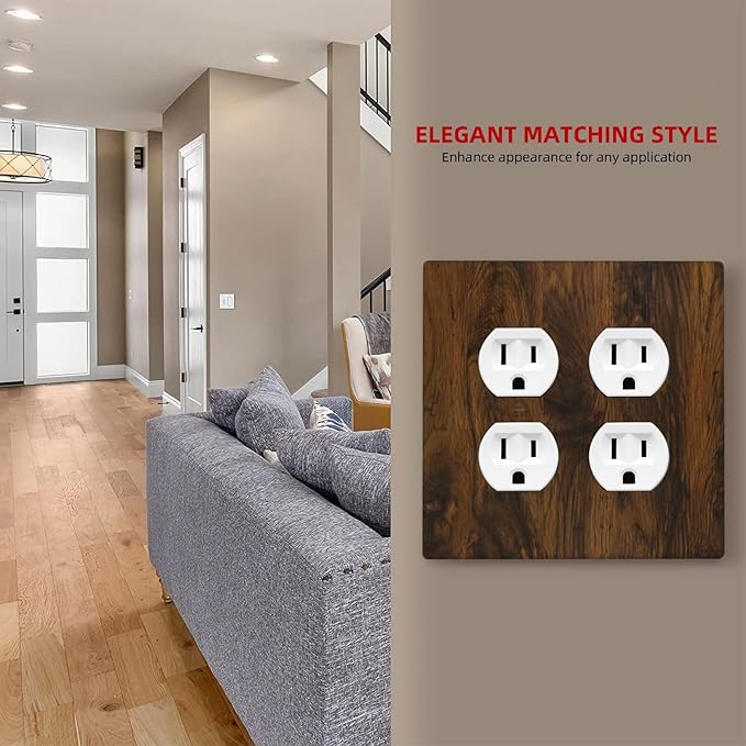 Light Switch Cover Brown Rustic Wood Grain Vintage Wooden Texture 2 Gang Decorative SwitchPlates Double Duplex Wall Plates Switch Plates and Outlet Covers for Cabin Bedroom Decor