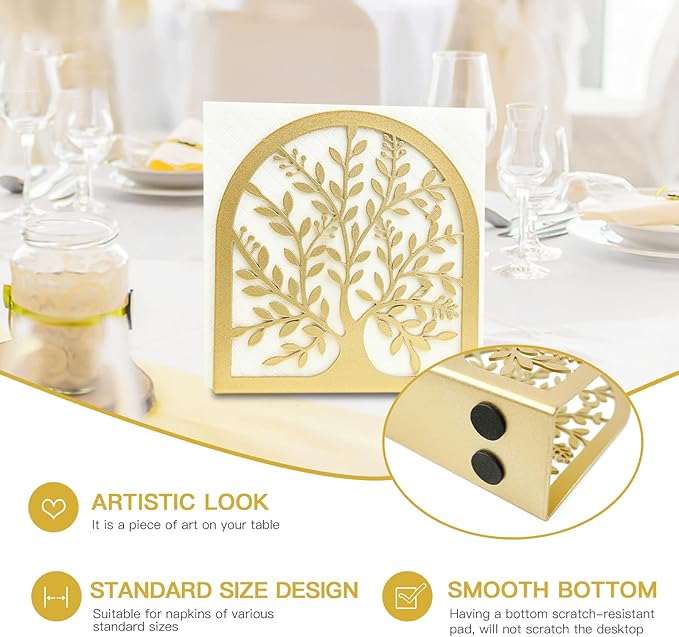 Napkin Holder For Tables Kitchen Farmhouse Restaurant Outdoor Use Rustic Napkin Holders Gold (Tree of Life)