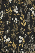 Light Switch Cover Black/Gold Boho Botanical Floral Rustic Flowers Wall Plate Cover 1 Gang Blank No Device Decorative Outlet Covers Electrical Switchplate for Bathroom Kitchen Decor