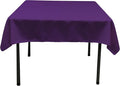 LA Linen Polyester Poplin Washable Square Tablecloth, Stain and Wrinkle Resistant Square Table Cover 52x52, Fabric Table Cloth Square for Dining, Kitchen, Party, Holiday 52 by 52-Inch, Purple