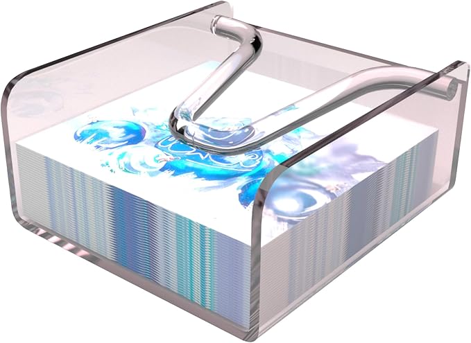 Clear Acrylic Gravity-Fed Napkin Holder with Weighted Arm, 4.9x4.9 Inch - Keeps Cocktail Napkins in Place for Bar, Patio & Kitchen Counter