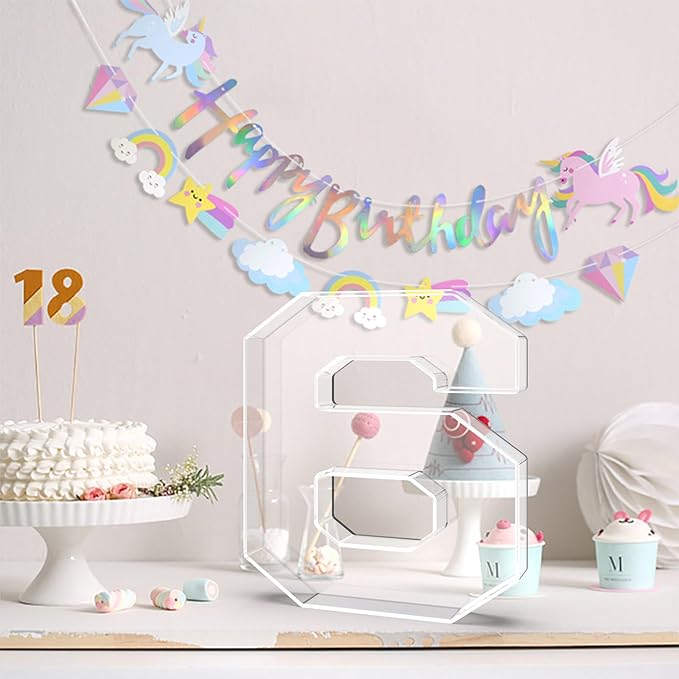 11" Acrylic Number Charcuterie Tray, Fillable Number Charcuterie Box for Food, Reusable Serving Cake Candy Dish Display Tray for Birthday Anniversary Party Decoration (Square Number 6)
