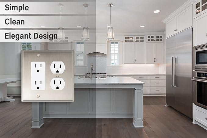 Henne Bery Soft Modern Decorative Wall Plate Switch Plate Outlet Cover (Decorator/Duplex, Satin Nickel)