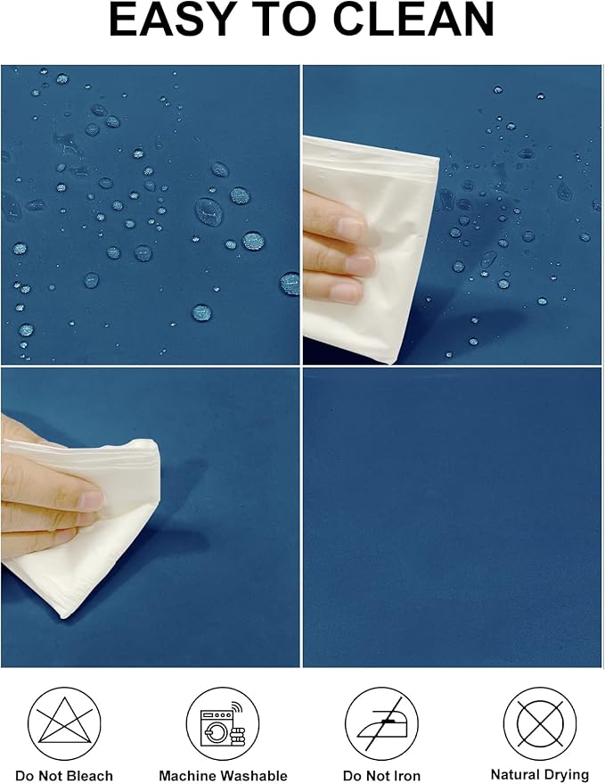 Fokitut 2 Pack Waterproof Round Tablecloth, 132 Inch, Stain Resistant and Wrinkle Polyester Table Cloth, Fabric Table Cover for Kitchen Dining, Wedding, Party, Holiday Dinner-Mediterranean Blue