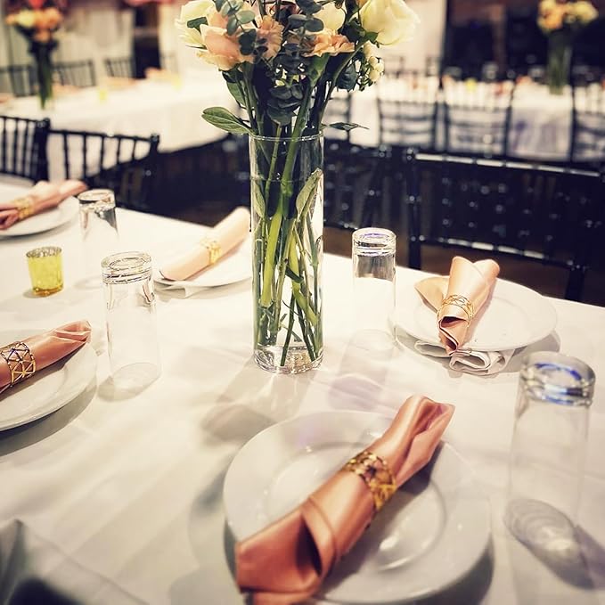 Set of 100 Napkin Rings Gold Metal Hollow Out Napkin Ring, Metal Napkin Rings Dinner Banquet Serviette Decor, Dining Table Setting for Thanksgiving Christmas Halloween Holiday Wedding Party