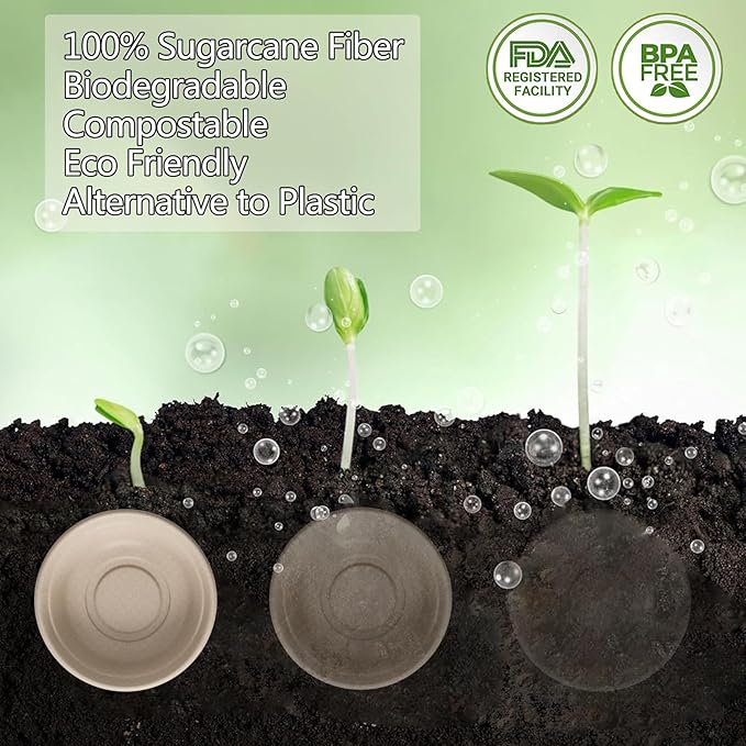 Homestockplus 16 Oz Disposable Bowls Heavy Duty Small Paper Bowls made of 100% Compostable Heavy-duty Quality Natural Bagasse Biodegradable Bowls for Ice Cream, Dessert And Chili ect.[50 Pack]