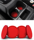 4 Pack Car Cup Coasters, Universal Non-Slip Silicone Cup Holder Inserts, Car Interior Accessories, Red