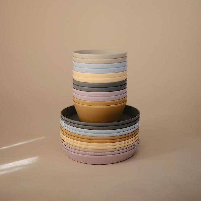 mushie Round Dinnerware Bowls for Kids | Made in Denmark, Set of 2 (Powder Blue)