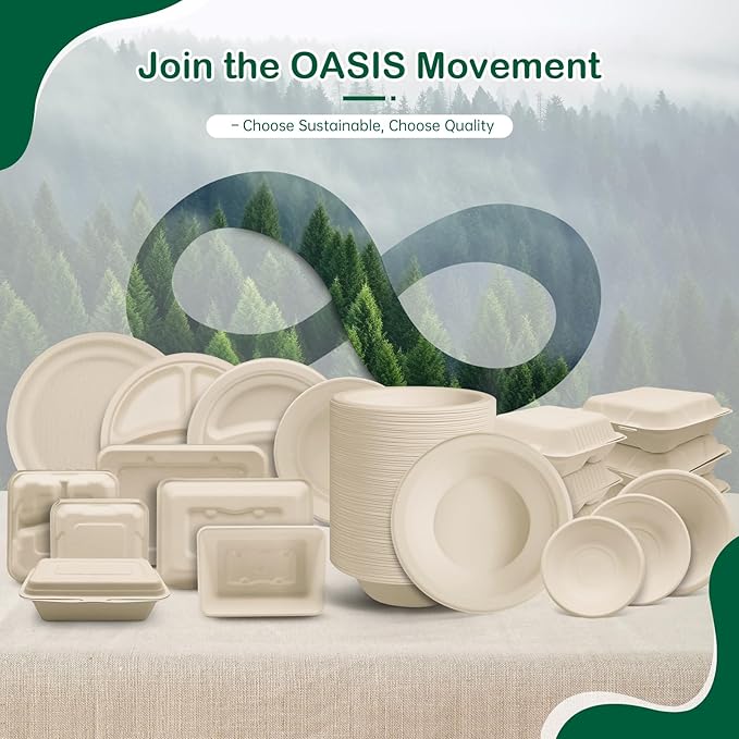 6 Inch 128 Pack Compostable Disposable Paper Plates, Small Dessert Plates, Heavy Duty Sugarcane Bagasse, Biodegradable Eco-Friendly, Perfect for Kids Meals & Parties, Natural