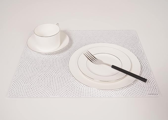 Mintrico placemat for Dining Table Set of 2 Silicone Heat Resistant Non Slip (Fans)
