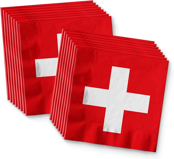 Switzerland Flag Birthday Party Supplies Set Plates Napkins Cups Tableware Kit for 16