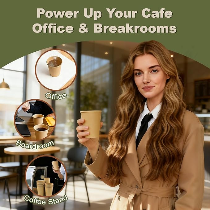 5 oz 600 Pack Disposable Coffee Cups, Bulk Brown Disposable Paper Cups, Coffee Cups for Hot Tea, Chocolate and Cold Drinks
