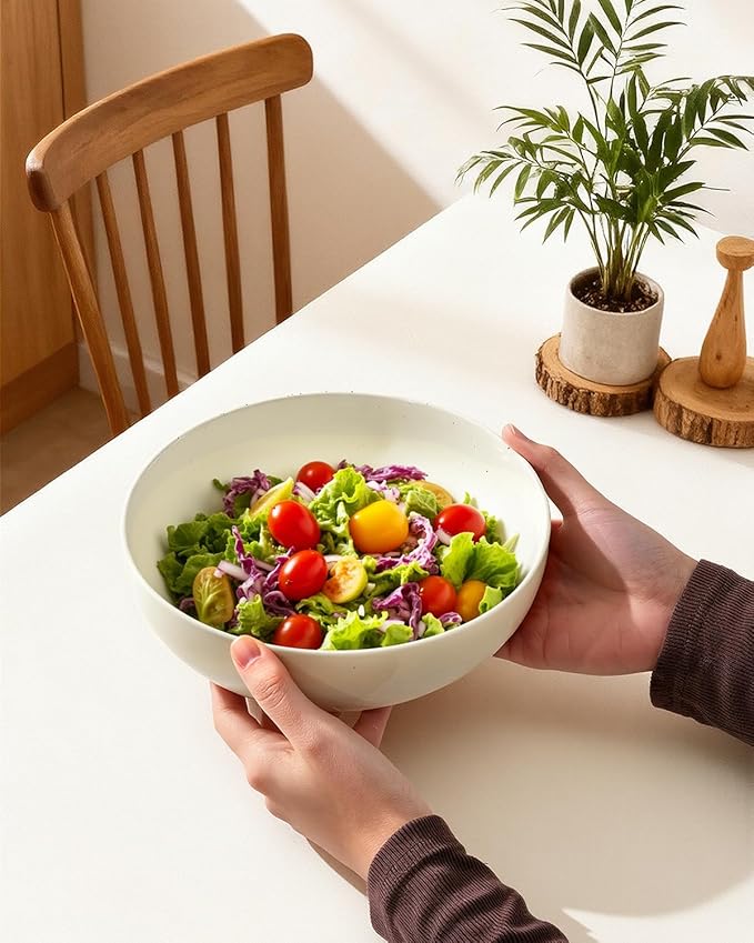 Pasta Bowls Set of 8, 34oz Speckled Ceramic Bowls Set for Serving Salad, Pasta, Soup, Dinner, 8" Wide and Deep Bowls, Dishwasher & Microwave Safe, Matte Terracotta Base (Mixed Color)