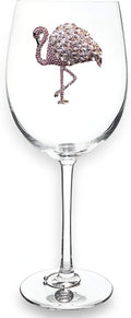 THE QUEENS' JEWELS – Flamingo Stemmed Wine Glass, 21 oz. – Eye-Catching Sparkling Jewels – Hand-Decorated Glassware – Not Painted – Dazzling and Unique