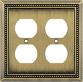 Henne Bery Sunken Pearls Heavy Duty Decorative Wall Plate Switch Plate Outlet Cover (Double Duplex, Antique Brass)