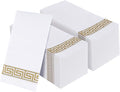Vplus 200 PACK Guest Towels Disposable Bathroom, Decorative Bathroom Napkins, Soft and Absorbent Disposable Dinner Napkins Cloth Like for Kitchen, Parties, Weddings, Christmas Party（Gold)