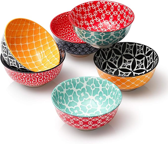 DOWAN 10 oz Small Bowls Set of 6 - Ceramic Ice Cream Bowls, Small Dessert Bowls for Cereal, Snacks, Dipping Bowl for Kirchen, Decorative Bowls, Dishware and Microwave Safe, Portion Control Bowl