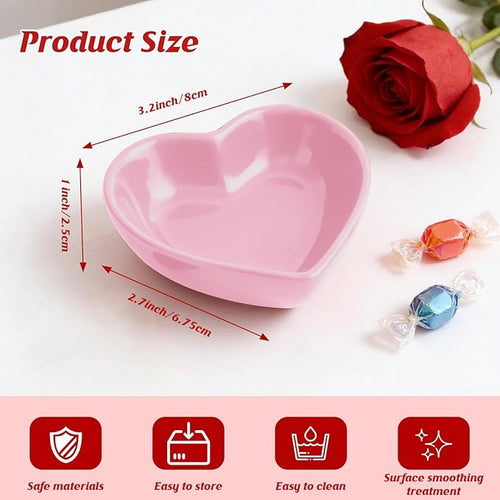 12PCS 3.2inch Heart Shaped Bowl Heart Bowl For Candy Lovers, Office Desk Decor, Home Snack Display, Valentine'S Day, Wedding Celebrations, Birthday Parties,Family Kitchen Use
