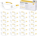Clear Safety Glasses 24PK, Protective Eyewear Polycarbonate Lens with Rubber Temples ANSI Z87.1 Anti-Scratch Impact Resistant Eye Protection for Man Woman Clear Lens/Yellow Frame