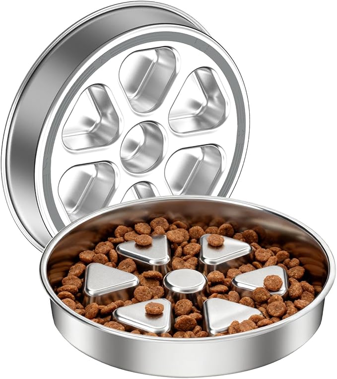 Kactoily Stainless Steel Slow Feeder Dog Bowl, 3 Cup Heavy Duty Slow Eating Bowl, Deep Maze & Non-Slip Base for Large & Medium Dogs, Dishwasher Safe