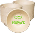 32oz Disposable Salad Bowls 150Pack, Big Paper Bowls, Large, Heavy-Duty, Eco-Friendly, Bulk Pack, Compostable Bowls, Biodegradable Made of Sugar Cane Fibers,Perfect For Salad