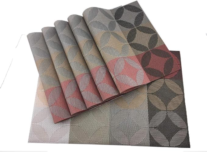 Gugrida Heat-Resistant & Stain Resistant Anti-Skid Woven Vinyl Table Mats - Non-Slip Kitchen Table Mat Set of 6-30x45 cm (Green)