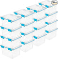 Sterilite 16-Pack Gasket Box, Weather-Resistant Storage Bins with Latching Lids, 32 Quart - Heavy-Duty Organizing Containers for Closet, Bathroom, and Office