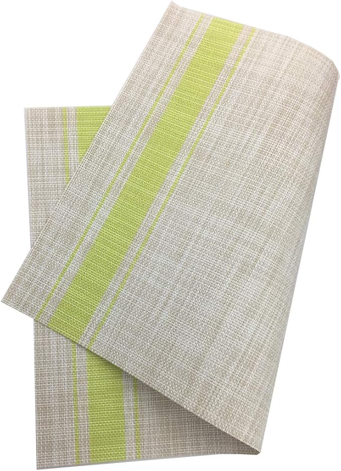 Gugrida Luxury Green Placemats Set of 6 Crossweave Woven Vinyl Placemat for Dining Table Kitchen Table Mats