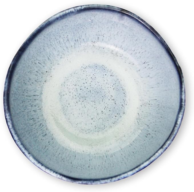 RoRo Handmade 4.5-Inch Rustic Coral Ceramic Miso Bowls – Set of 2, Hand-Glazed Blue Interior with Textured Finished, Microwave & Dishwasher Safe