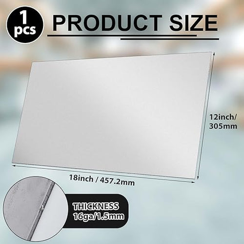 12 x 18 Inch 16 Gauge Mild Steel Sheet Metal Plate, Square Weldable Carbon Cold Rolled Panels for Industrial DIY Welding, Craft Use Accessories, Easy Formability Smooth Surface