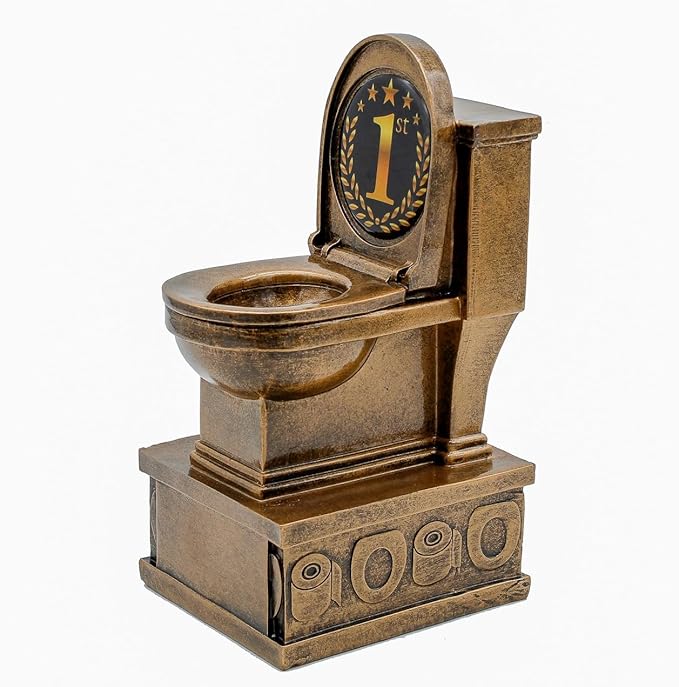 Decade Awards Action Pedestal Gold Toilet Bowl Trophy with Optional Inserts - Custom Engraved Plate On Request (7 Inch Tall)