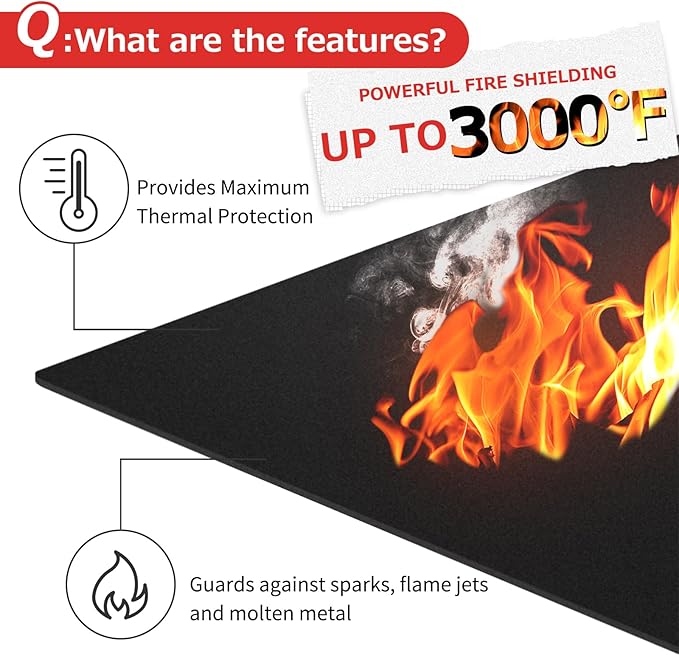 Matace Welding Blanket Fireproof Carbon Felt Soldering Mat & Pad, 5mm Flame Retardant Fabric, Heat Shield for Brazing, Stove Wick, Automotive Repair, HVAC Plumbing - 12x14 Inch, 2 Pack, Black