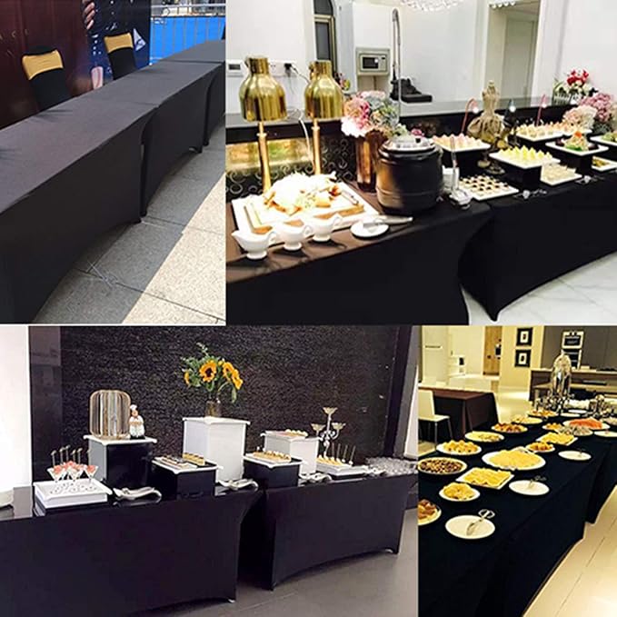 RELIANCER 1 Pack Stretch Spandex Table Covers for Rectangular Tables,8FT Elastic Fitted Tablecloth,Universal Rectangular Table Cloth Protector for Outdoor Party,Wedding,Bar,Birthday,Banquet,Events
