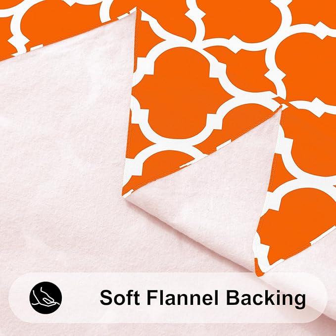 Smiry Rectangle Tablecloth, Waterproof Vinyl Tablecloths with Flannel Backing for Rectangle Tables, Wipeable Spillproof Plastic Tablecloth for Dining, Indoor and Outdoor (60"x84", Bright Orange)