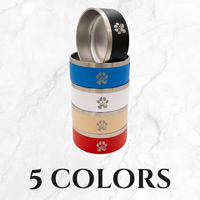 Stainless Steel Dog Bowl for Small-Large Dogs | Double Wall Insulated, Non-Slip Base Heavy Duty Water and Food Bowls for Dogs & Cats | Pet Safe BPA Free & Dishwasher Safe | 16 Oz - Red