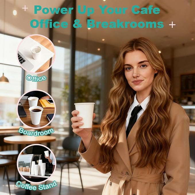 16 oz 160 Pack Disposable Coffee Cups, Bulk White Disposable Paper Cups, Coffee Cups for Hot Tea, Chocolate and Cold Drinks
