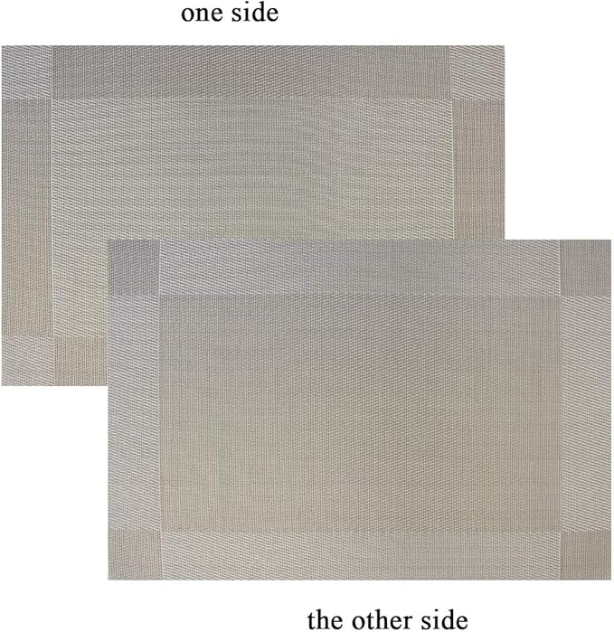 PIGCHCY Placemats Heat-Resistant Non-Slip Table Mats Washable Easy to Clean Woven Vinyl Placemats for Dining Table(Set of 4, Grey)