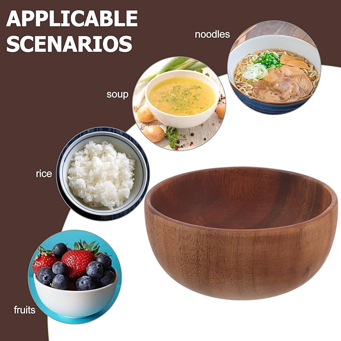 Wooden Salad Bowl Large Flat Bottom Serving Bowl Teak Wood Smooth Natural Finish for Entertaining and Dining