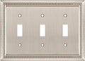Henne Bery Sunken Pearls Heavy Duty Decorative Wall Plate Switch Plate Outlet Cover (Triple Toggle, Satin Nickel)