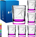 Personalized Shot Glasses Set of 6 Initial and Name 2oz Pink Bottom Etched Square Shot Glass Engraved with Custom Text Birthday or Christmas Gift for Women