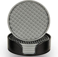 Coasters for Drinks 6 Pcs Drink Coaster with Holder,Heat Resistant Silicone Cup Mat Tabletop Protection,Non-Slip Rubber Coasters for Kinds of Cups (Grey)