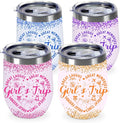 4Pcs Girls Trip Wine Tumbler With Lid, 12 Oz Stainless Steel Insulated Wine Tumbler , Girls Trip Gifts Favors Insulated Coffee Cup, Travel Mug Sister Gifts for Friendship Vacation Bachelorette Party