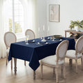 Softalker Extra Lang Navy Blue Tablecloths 60x144 inch Rectangular Faux Linen Table Cloth Outdoor Waterproof Stain and Wrinkle Resistant Table Cover for 6/8 Foot Rectangle Tables for Party Graduation