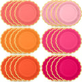 48 Pcs Pink and Orange Paper Plates 9 Inch Scalloped Paper Plates Disposable Dinner Dessert for Birthday Wedding Bridal Party Supplies, 6 Colors