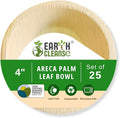 4" Areca Palm Leaf Round Bowls Compostable Biodegradable Eco-Friendly Bowls Natural Disposable Bowls, Perfect for Picnic Catering, Dessert, and Wedding (Pack of 25)
