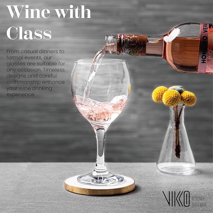 Vikko Wine Glasses, 11 Oz Drinking Glasses Set of 6, Crystal Clear Glass Cups for Water or Juice, Highball Glass Tumbler & Water Glasses for Drinking…