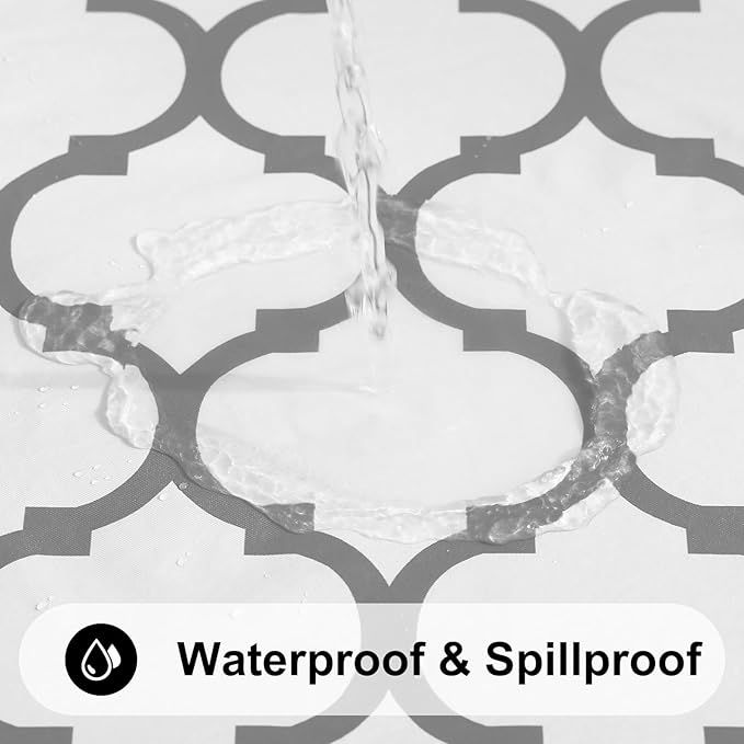 Smiry Rectangle Table Cloth, Waterproof Vinyl Tablecloth with Flannel Backing for Rectangle Tables, Wipeable Spillproof Plastic Tablecloths for Dining, Camping, Indoor and Outdoor (52"x70", White)
